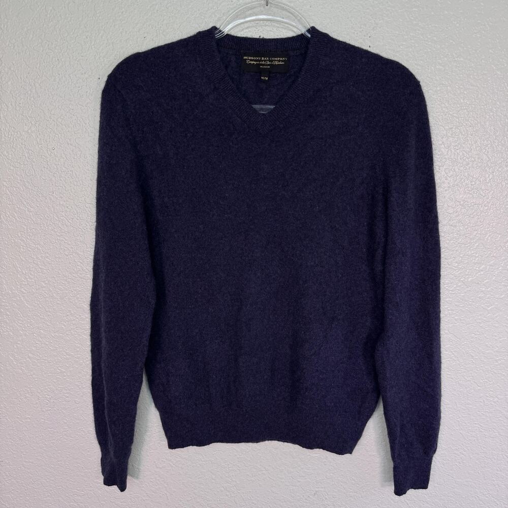 Hudsons Bay Company Sweater Mens Medium Cashmere V Neck Pullover Knit